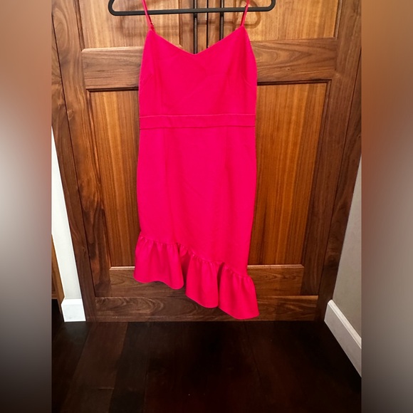 Pink formal dress.Angled bottom. Worn once for a wedding.Beautiful dress - Picture 1 of 3